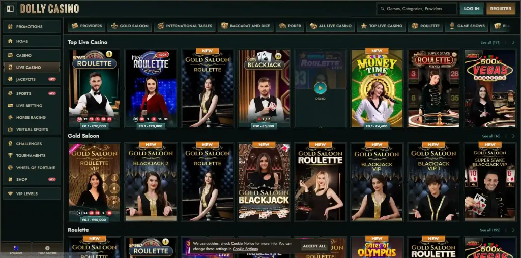 Current Dolly Casino Australia all-games catalogue